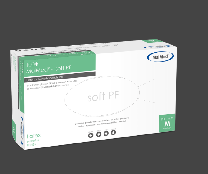 MaiMed Latex-Untersuchungshandschuhe soft PF, natur, 1 Packung à 100 Stück