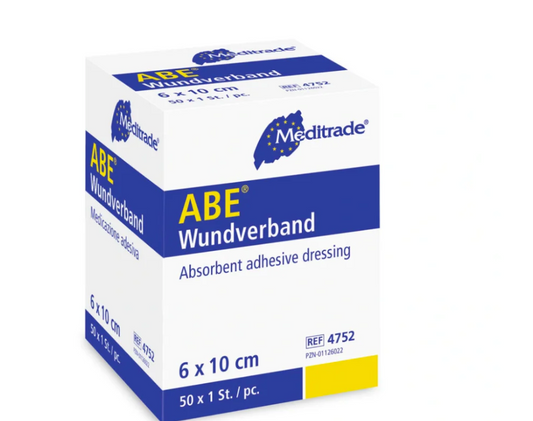 Meditrade Abe Wundverband, Steril, 8 cm Länge x 10 cm Breite, 1 Packung = 50 Stück