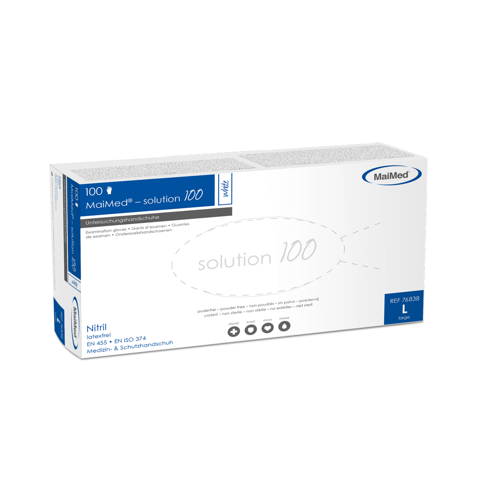 MaiMed® solution100 Nitrilhandschuhe – puderfrei, latexfrei | Blau | 1 Box à 100 Stück