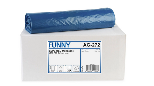 Funny LDPE-Regenerat Müllsäcke, blau, Typ 80, 120 l, 700 x 1.100 mm, 250 Stück