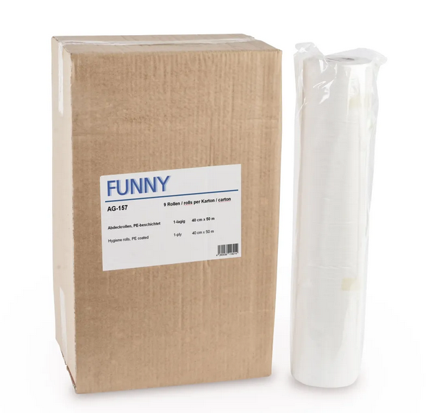 Funny Abdeckrollen Zellstoff mit PE-Beschichtung, 40 cm, 1-lagig, 12 Rollen