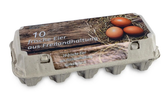 10er Eierverpackung, Freilandhaltung, weiß, 154 Stück je Umsack