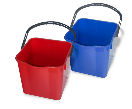 2 x 25 Liter Eimer (rot & blau) mit ergonomischem Henkel und Skala für Füllmenge