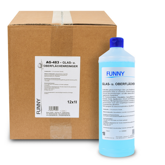 Funny Glas- und Oberflächenreiniger, 12 x 1 Liter