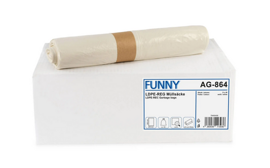 Müllbeutel Funny LDPE-Regenerat, weiß extra, ca. 90 l, 630 x 850 mm, 360 Stück