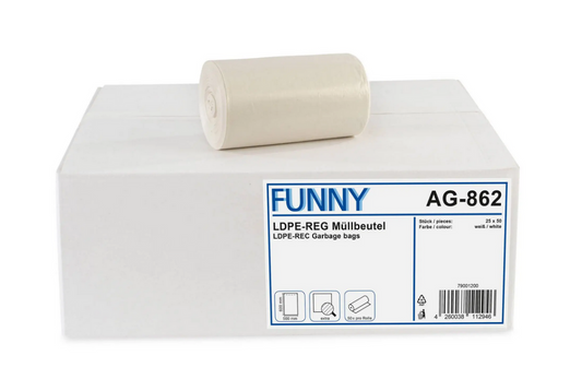 Müllbeutel Funny LDPE-Regenerat, weiß extra, ca. 30 l, 500 x 600 mm, 1.250 Stück