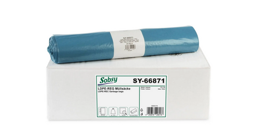 LDPE-Regenerat Müllsäcke, blau, Typ 60, 120 l, 700 x 1.100 mm, 250 Stück