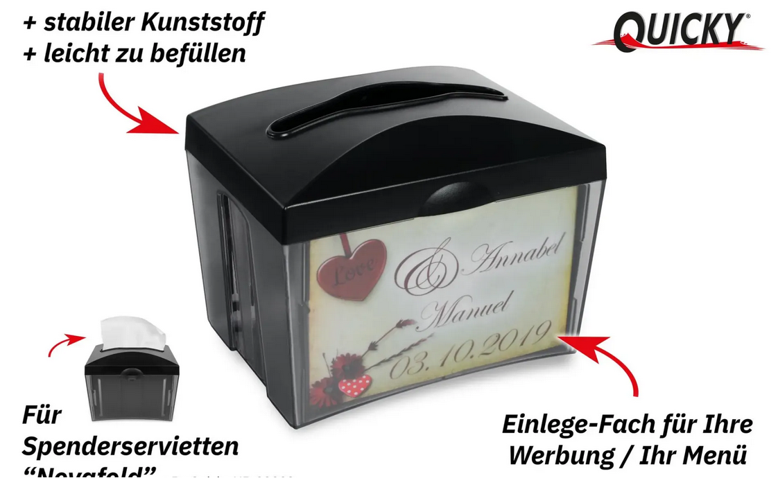 Tischspender für Interfold-Servietten, schwarz/grau, aus Kunststoff