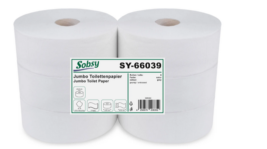 Sobsy Jumbo-Toilettenpapier, 2-lagig, rec. natur, Ø 25 cm, 6 Rollen