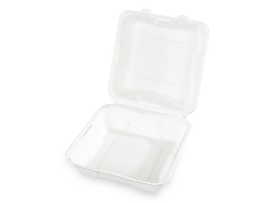 Menüklappbox, ungeteilt, aus Zuckerrohr, 2 x 100 Stück