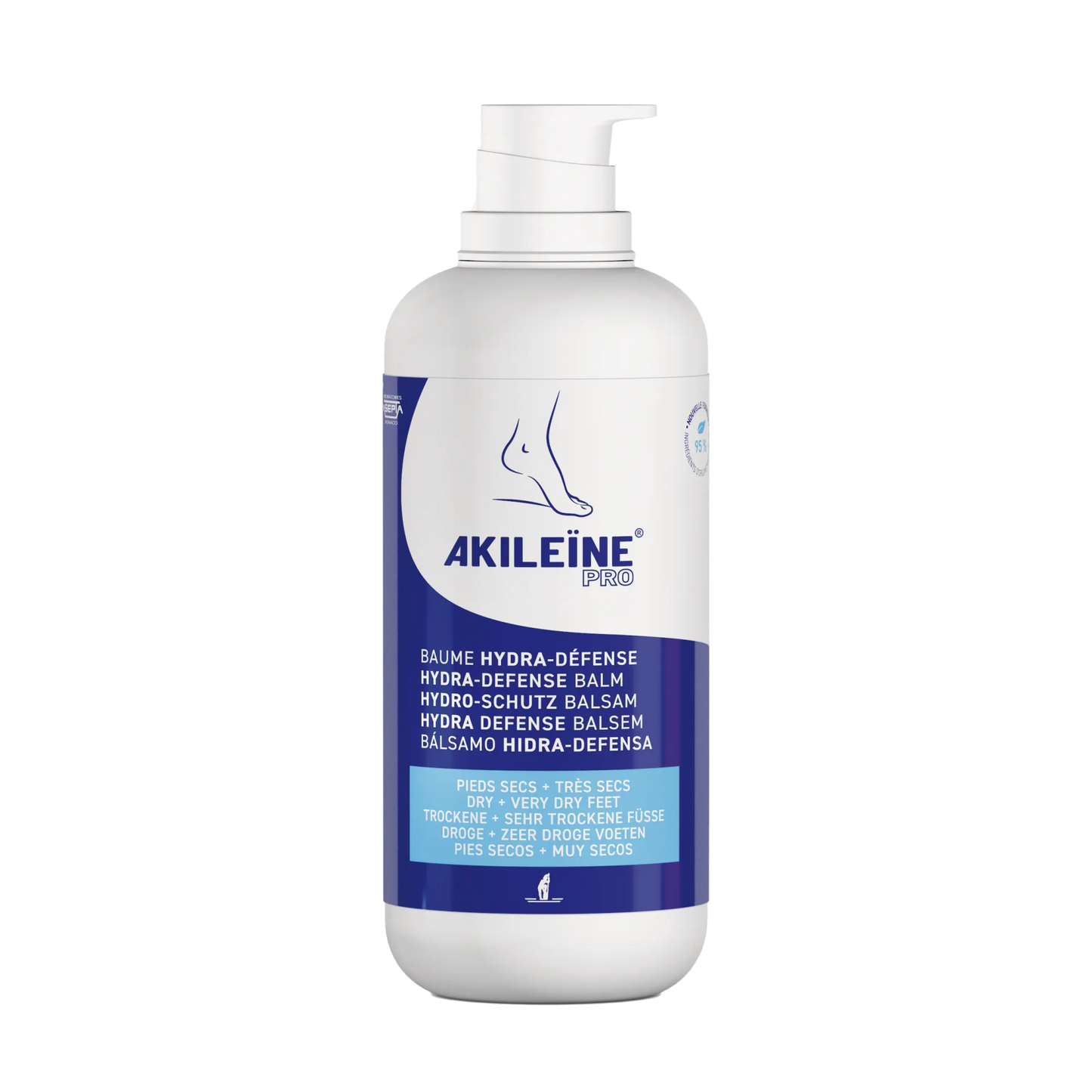 Akileine Hydro-Schutz-Balsam | Praxisdose | Intensive Feuchtigkeitspflege trockene Füße | 500 ml