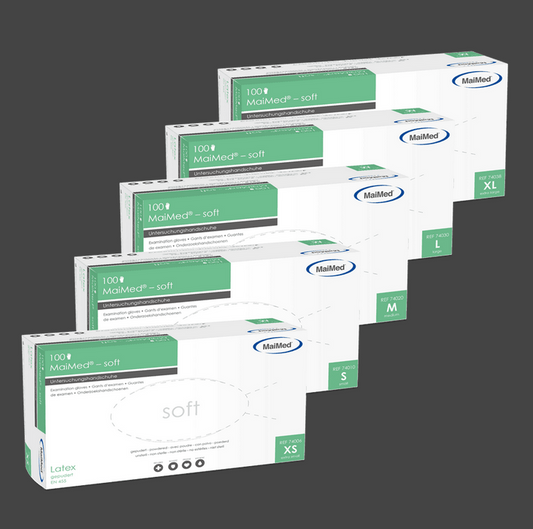 MaiMed Latex-Untersuchungshandschuhe soft PF, natur, 10 x 100 Stück