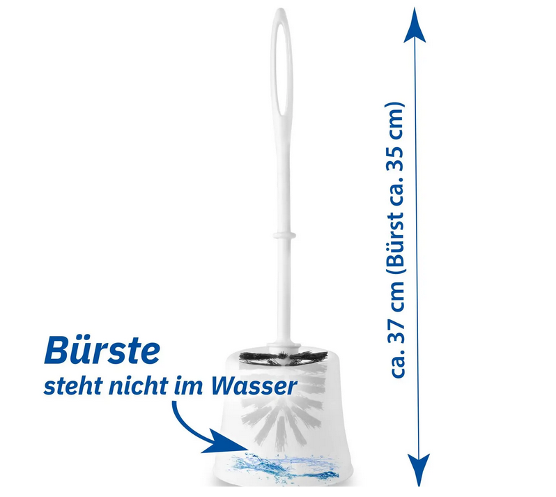 WC-Garnitur weiß, mit weißem Kunststoffstiel und schwarzem Bürstenkopf