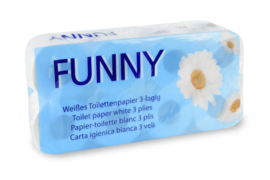 Funny Toilettenpapier Tissue, 3-lagig, Zellstoff hochweiß, 12 x 8 Rollen