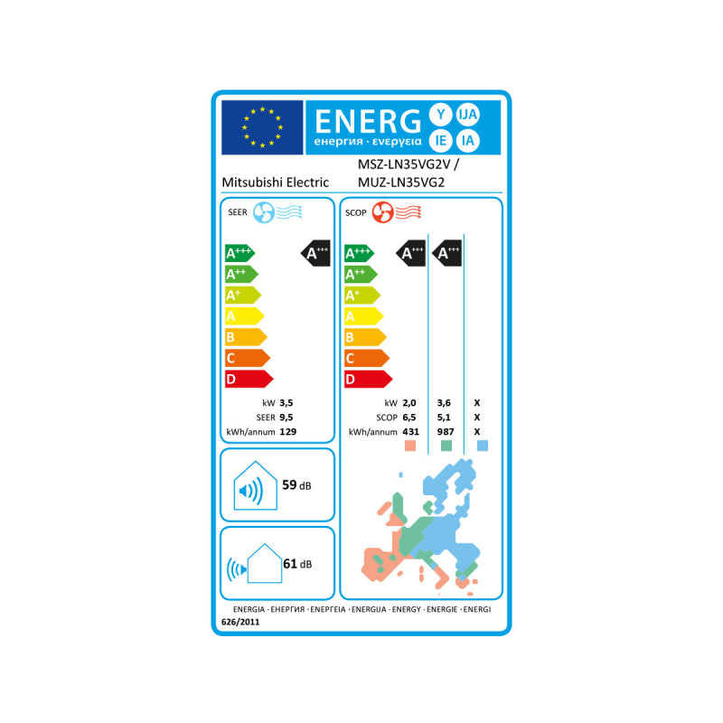 Mitsubishi Electric Diamond MSZ-LN35VG2 Set 3,5 kW Onyx-Schwarz