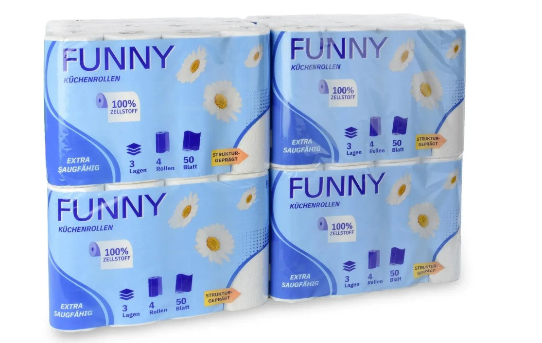 Funny Küchenrolle 3-lagig, 50 Blatt, Zellstoff hochweiß (VE: 48 Rollen)