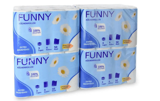 Funny Küchenrolle 3-lagig, 50 Blatt, Zellstoff hochweiß (VE: 48 Rollen)