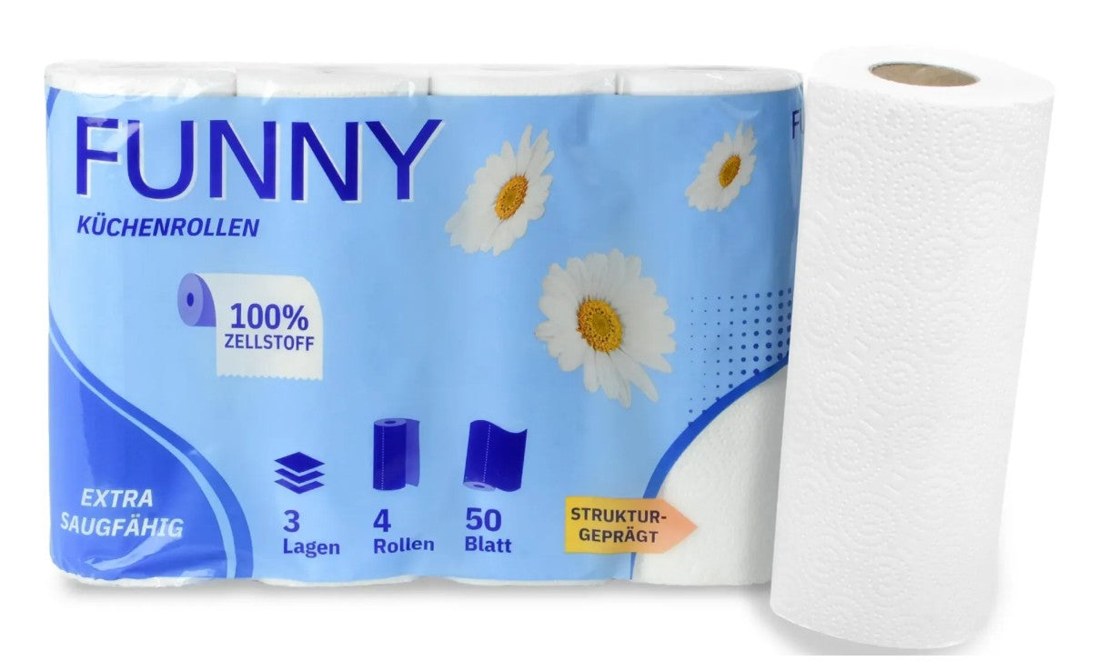 Funny Küchenrolle 3-lagig, 50 Blatt, Zellstoff hochweiß (VE: 48 Rollen)