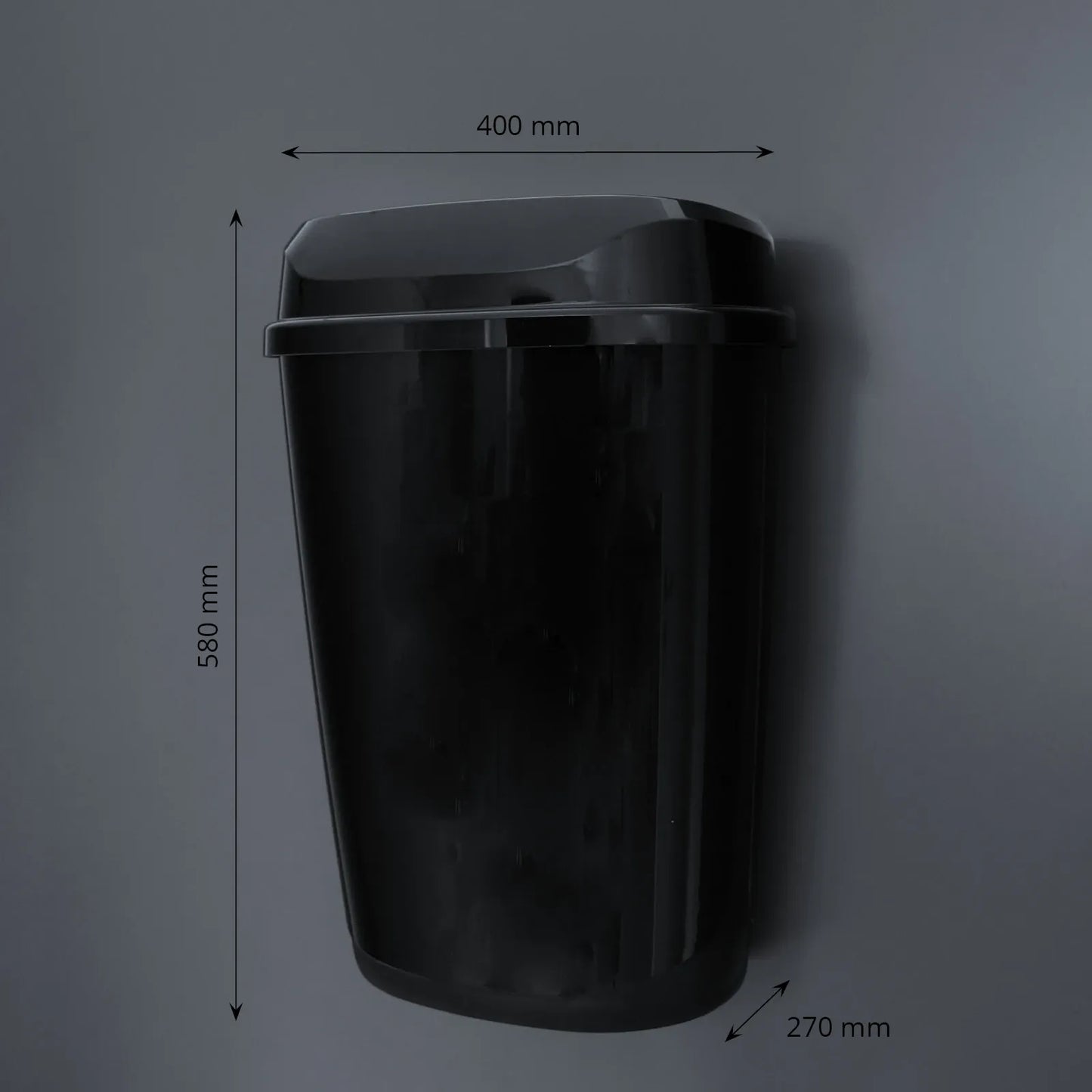 Abfallbehälter, 32 Liter, schwarz glänzend