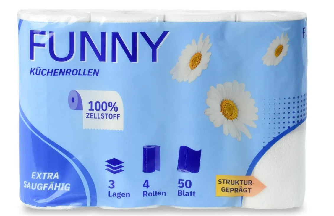 Funny Küchenrolle 3-lagig, 50 Blatt, Zellstoff hochweiß (VE: 48 Rollen)