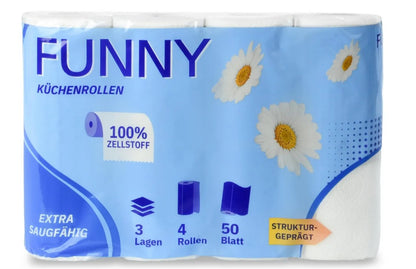 Funny Küchenrolle 3-lagig, 50 Blatt, Zellstoff hochweiß (VE: 48 Rollen)