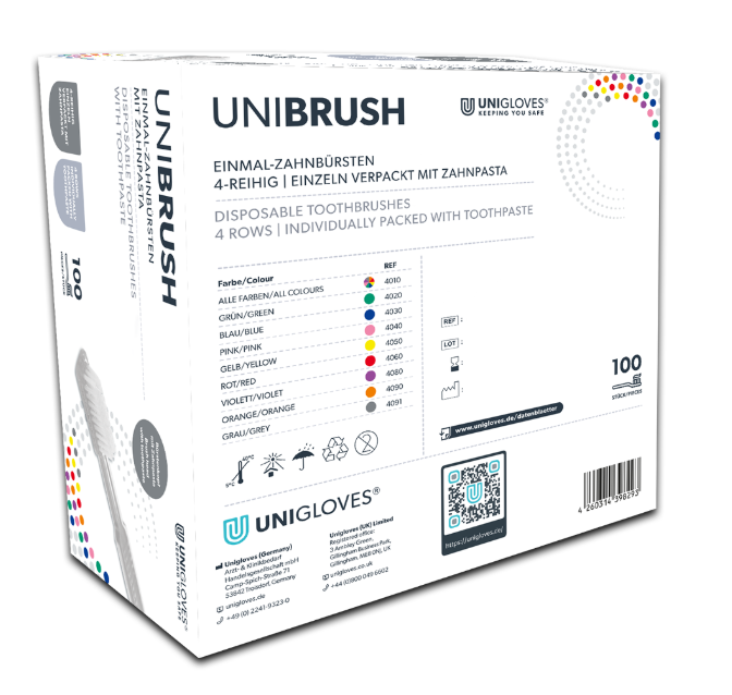 UniBrush Einmal-Zahnbürsten, 100 Stück