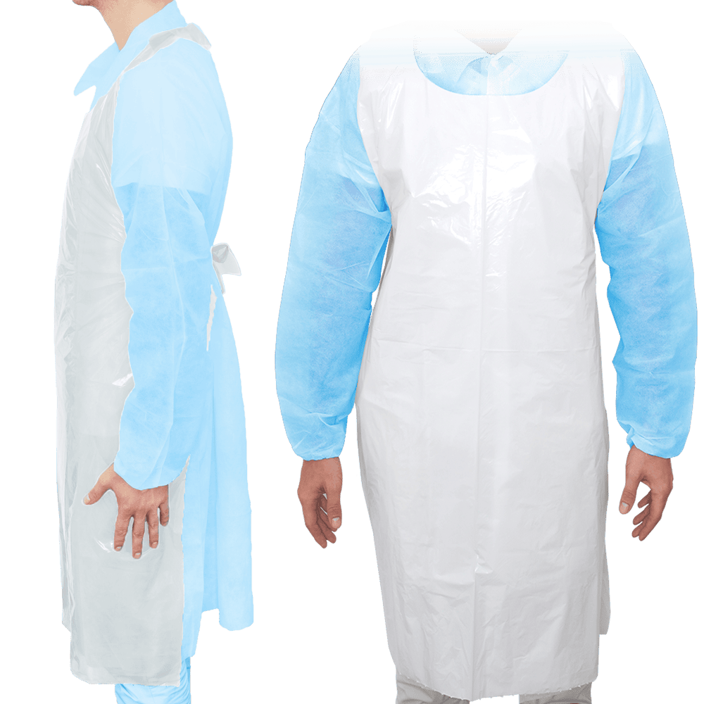 MaiMed Apron Schutzschürze, PE – 1 Packung = 100 Stück, 75 cm x 120 cm, Light