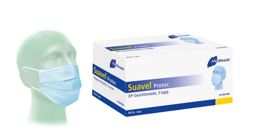 Meditrade Suavel® Protec medizinische OP-Maske, 3-lagig mit elastischen Ohrschlaufen