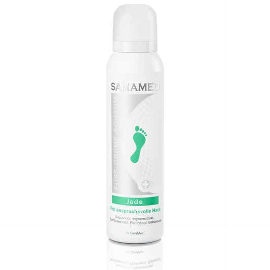 Sanamed Fuß-Creme-Schaum Jade – Pflegeschaum für trockene Fußhaut