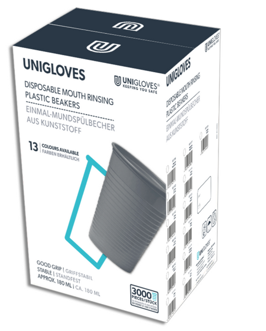 3000 Mundspülbecher in verschiedenen Farben, 180 ml, Unigloves
