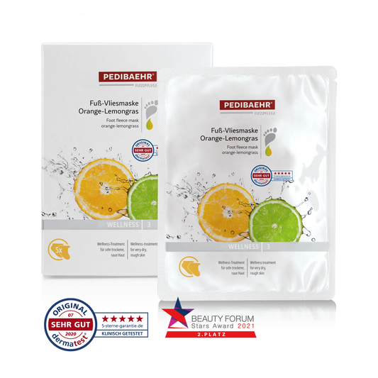 Fuß-Vliesmaske Orange-Lemongras, 1 Pack (5 Paar)
