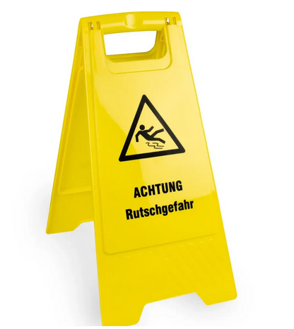 "Caution Wet Floor" warning sign, yellow, approx. 61 cm high