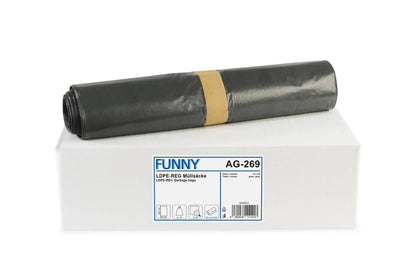 Funny LDPE-Regenerat Müllsäcke grau | Typ 60 | 70 Liter | 600×800 mm | 250 Stück