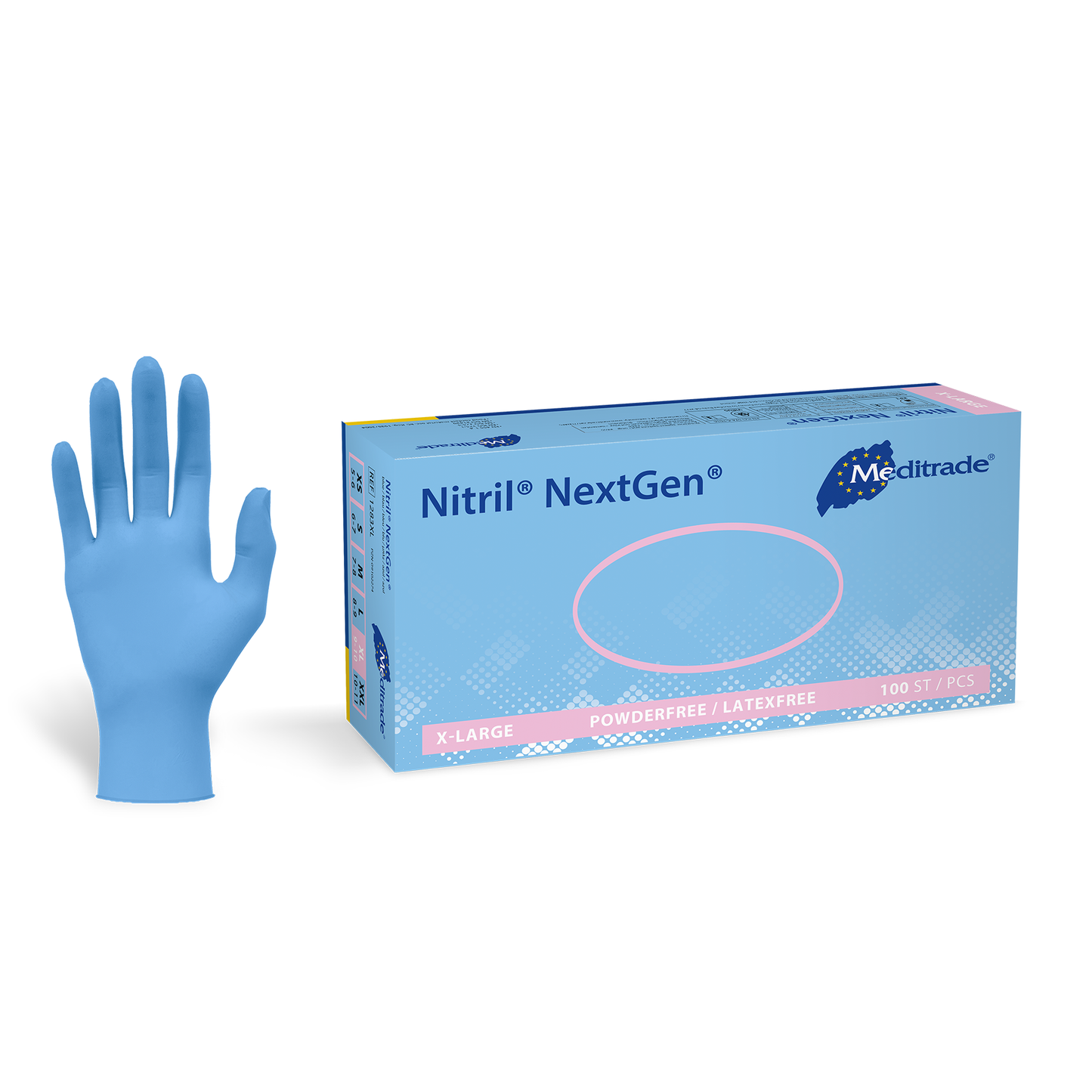 Meditrade Nitril NextGen Einmalhandschuhe | blau | puderfrei | chemikalienbeständig