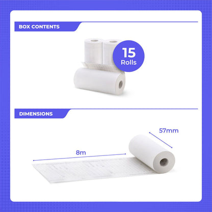 Tachorollen 57 mm x 8 m – 48 g/m² | BPA-frei | für digitale Tachographen | 15 Rollen