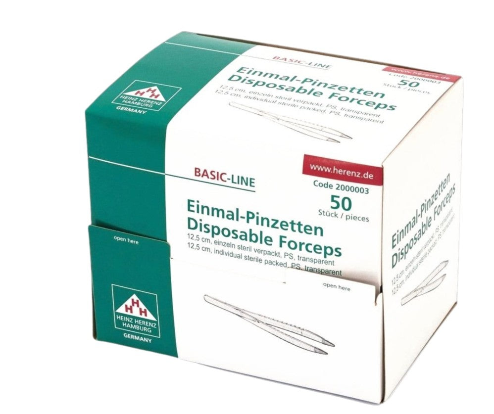 Einmal-Kunststoff-Pinzetten ca. 12 cm, PS – steril, transparent (VE: 50 Stück)