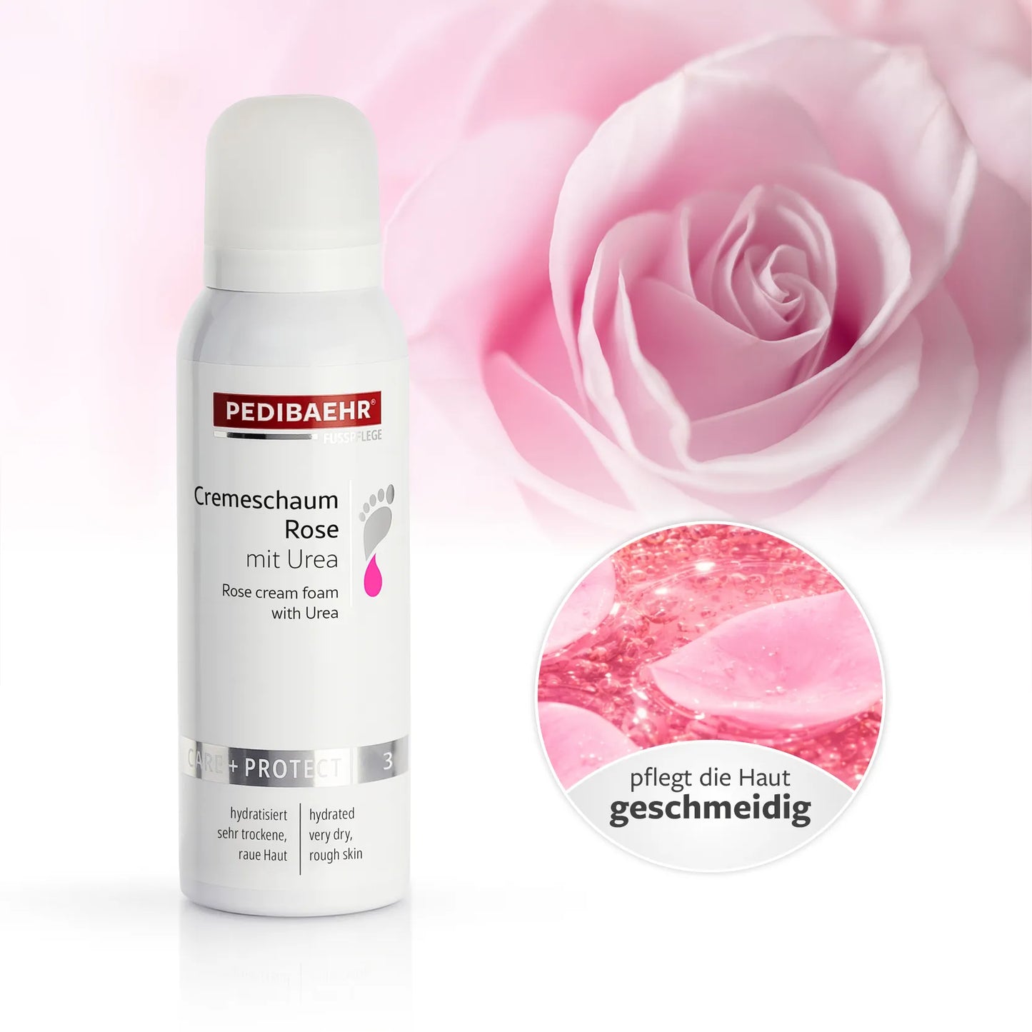 Cremeschaum Rose – Pflegender Fußschaum mit Rosenöl & Urea | 150 ml / 300 ml