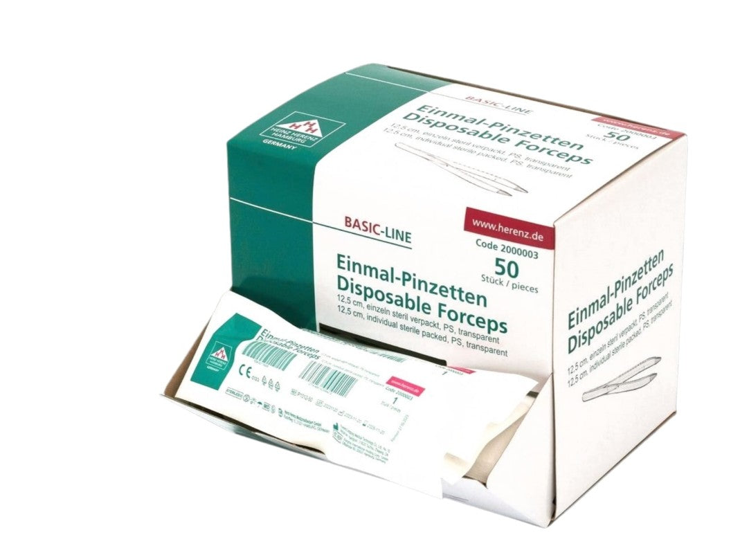 Einmal-Kunststoff-Pinzetten ca. 12 cm, PS – steril, transparent (VE: 50 Stück)