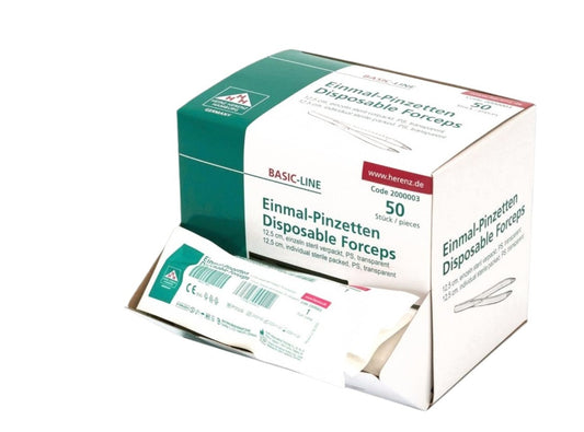 Einmal-Kunststoff-Pinzetten ca. 12 cm, PS – steril, transparent (VE: 50 Stück)