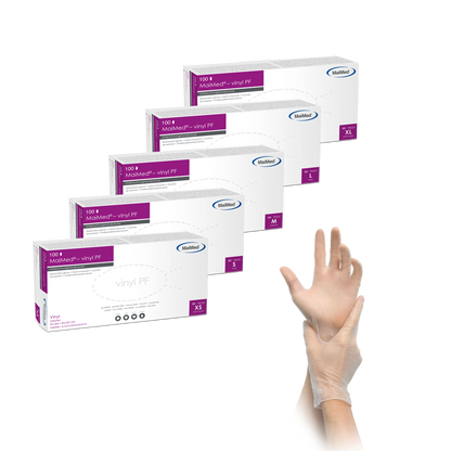 MaiMed® Vinyl PF Untersuchungshandschuhe puderfrei – 1 Karton = 10x100 Stück