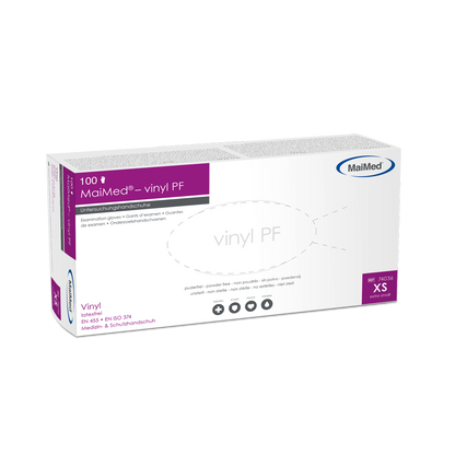 MaiMed® Vinyl PF Untersuchungshandschuhe puderfrei – 1 Karton = 10x100 Stück