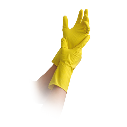 MaiMed® easy touch Household Gloves, yellow, latex gloves with cotton flock lining