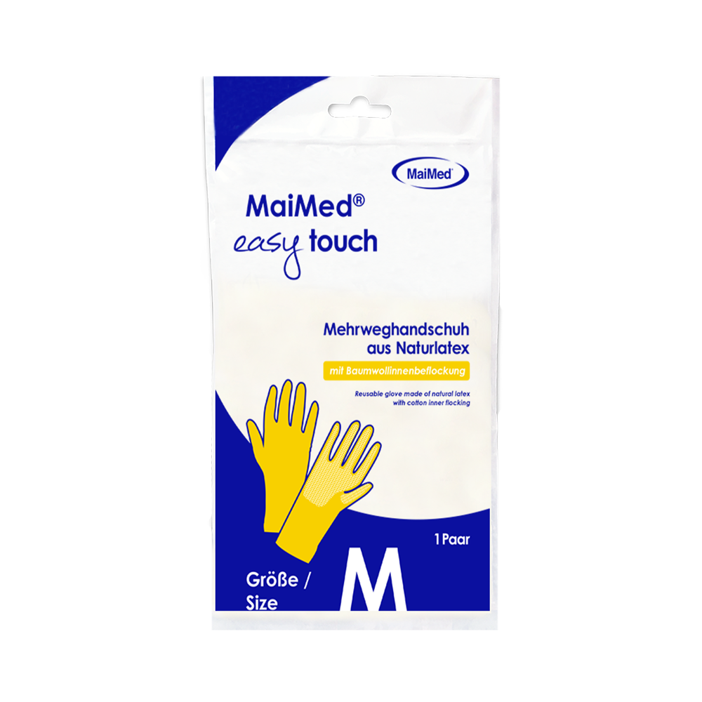 MaiMed® easy touch Haushaltshandschuhe, gelb, Latexhandschuhe mit Baumwollinnenbefleckung