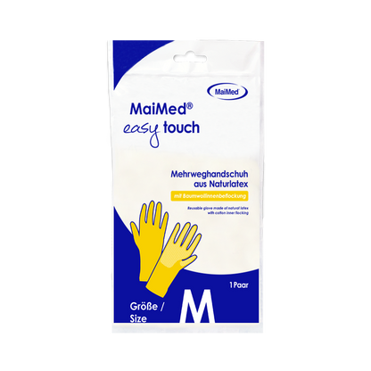 MaiMed® easy touch Household Gloves, yellow, latex gloves with cotton flock lining