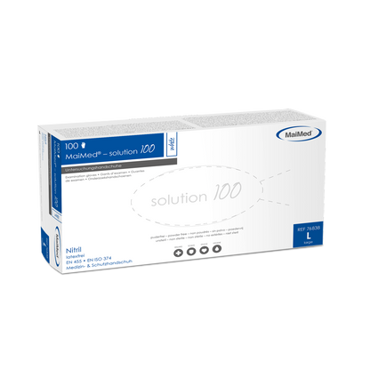 MaiMed® solution100 Nitrilhandschuhe – puderfrei, latexfrei | Blau | 1 Box à 100 Stück