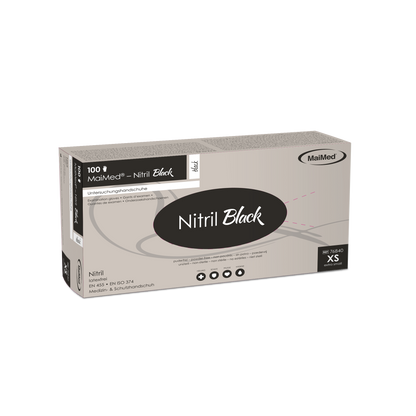 MaiMed® Nitril Black Einmalhandschuhe – 1 Karton = 10 Packungen à 100 Stück | schwarz | puderfrei