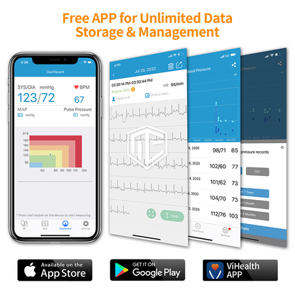BP2 Kabelloses Oberarm-Blutdruckmessgerät mit EKG – OLED | App | Medizinprodukt