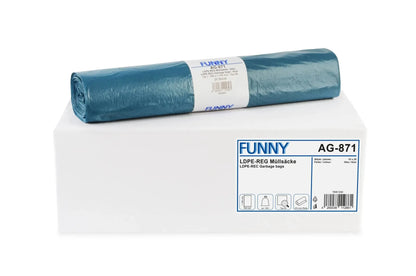 Sobsy LDPE regenerated garbage bags, blue, type 60, 120 l, 700 x 1,100 mm, 250 pieces - SY-66871 