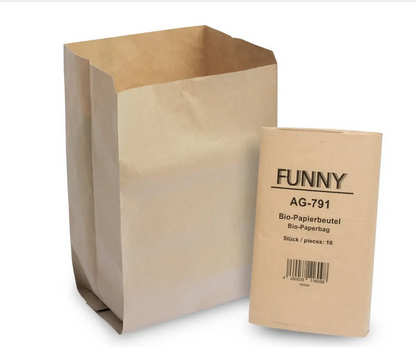Organic Paper Bags, 200+160x360mm, brown, 10 L, 10 x 10 pieces