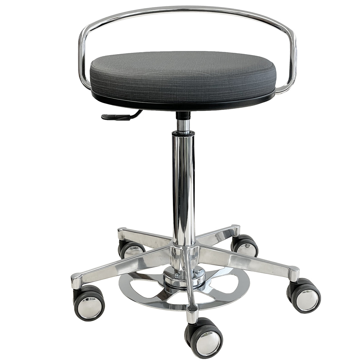 Funktionsdrehhocker medical – Handsfree Praxisstuhl 360° | Fußauslösung